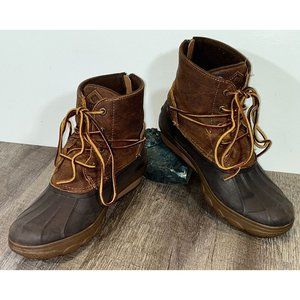 Sperry Top Sider Women's Size 8M Saltwater Wedge Brown Leather Comfort Rainboots